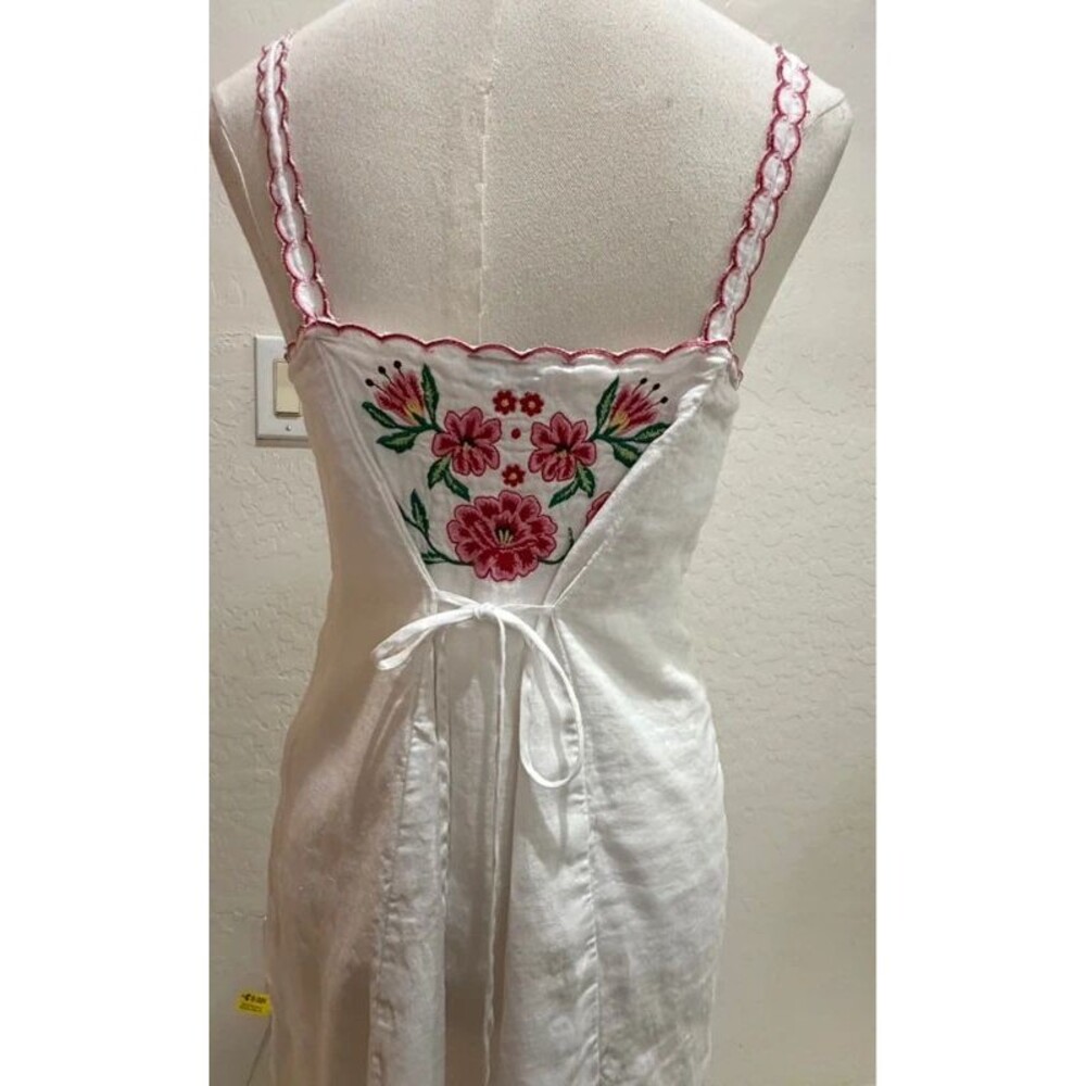 J.Crew Size 8 Embroidered Linen Mini Dress White Floral Cottagecore - Picture 3 of 14